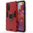 Coque Contour Silicone et Plastique Housse Etui Mat avec Magnetique Support Bague Anneau pour Samsung Galaxy S20 FE 4G Rouge
