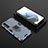 Coque Contour Silicone et Plastique Housse Etui Mat avec Magnetique Support Bague Anneau pour Samsung Galaxy S21 FE 5G Bleu