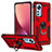 Coque Contour Silicone et Plastique Housse Etui Mat avec Magnetique Support Bague Anneau pour Xiaomi Mi 12 5G Rouge