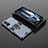 Coque Contour Silicone et Plastique Housse Etui Mat avec Magnetique Support Bague Anneau pour Xiaomi Redmi K50 Gaming AMG F1 5G Bleu