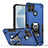 Coque Contour Silicone et Plastique Housse Etui Mat avec Magnetique Support Bague Anneau QW1 pour Realme C25Y India Bleu