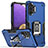 Coque Contour Silicone et Plastique Housse Etui Mat avec Magnetique Support Bague Anneau QW1 pour Samsung Galaxy M32 5G Bleu