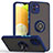 Coque Contour Silicone et Plastique Housse Etui Mat avec Magnetique Support Bague Anneau QW2 pour Samsung Galaxy A03 Bleu