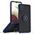 Coque Contour Silicone et Plastique Housse Etui Mat avec Magnetique Support Bague Anneau QW2 pour Samsung Galaxy F12 Bleu