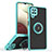 Coque Contour Silicone et Plastique Housse Etui Mat avec Magnetique Support Bague Anneau QW2 pour Samsung Galaxy F12 Cyan