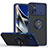 Coque Contour Silicone et Plastique Housse Etui Mat avec Magnetique Support Bague Anneau QW2 pour Xiaomi Redmi Note 11E Pro 5G Bleu