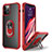 Coque Contour Silicone et Plastique Housse Etui Mat avec Magnetique Support Bague Anneau R01 pour Apple iPhone 12 Pro Rouge