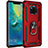 Coque Contour Silicone et Plastique Housse Etui Mat avec Magnetique Support Bague Anneau R01 pour Huawei Mate 20 Pro Rouge