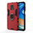 Coque Contour Silicone et Plastique Housse Etui Mat avec Magnetique Support Bague Anneau R01 pour Xiaomi Redmi Note 9 Pro Max Rouge