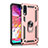 Coque Contour Silicone et Plastique Housse Etui Mat avec Magnetique Support Bague Anneau R02 pour Samsung Galaxy A70 Or Rose