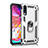 Coque Contour Silicone et Plastique Housse Etui Mat avec Magnetique Support Bague Anneau R02 pour Samsung Galaxy A70S Argent