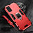 Coque Contour Silicone et Plastique Housse Etui Mat avec Magnetique Support Bague Anneau R02 pour Samsung Galaxy S20 Rouge