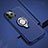 Coque Contour Silicone et Plastique Housse Etui Mat avec Magnetique Support Bague Anneau R04 pour Apple iPhone 11 Pro Max Bleu