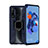 Coque Contour Silicone et Plastique Housse Etui Mat avec Magnetique Support Bague Anneau R04 pour Huawei P20 Lite (2019) Bleu