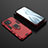 Coque Contour Silicone et Plastique Housse Etui Mat avec Magnetique Support Bague Anneau R07 pour Xiaomi Mi 11 5G Rouge