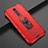 Coque Contour Silicone et Plastique Housse Etui Mat avec Magnetique Support Bague Anneau R07 pour Xiaomi Redmi K20 Rouge