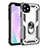 Coque Contour Silicone et Plastique Housse Etui Mat avec Magnetique Support Bague Anneau S01 pour Apple iPhone 11 Argent