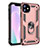 Coque Contour Silicone et Plastique Housse Etui Mat avec Magnetique Support Bague Anneau S01 pour Apple iPhone 11 Or Rose