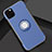 Coque Contour Silicone et Plastique Housse Etui Mat avec Magnetique Support Bague Anneau S01 pour Apple iPhone 11 Pro Max Bleu