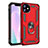 Coque Contour Silicone et Plastique Housse Etui Mat avec Magnetique Support Bague Anneau S01 pour Apple iPhone 11 Rouge