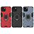 Coque Contour Silicone et Plastique Housse Etui Mat avec Magnetique Support Bague Anneau S01 pour Apple iPhone 15 Petit