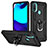 Coque Contour Silicone et Plastique Housse Etui Mat avec Magnetique Support Bague Anneau S01 pour Motorola Moto E30 Noir