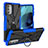 Coque Contour Silicone et Plastique Housse Etui Mat avec Magnetique Support Bague Anneau S01 pour Motorola Moto G51 5G Bleu