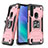 Coque Contour Silicone et Plastique Housse Etui Mat avec Magnetique Support Bague Anneau S01 pour Motorola Moto One Fusion Or Rose