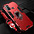 Coque Contour Silicone et Plastique Housse Etui Mat avec Magnetique Support Bague Anneau S01 pour Oppo A11s Rouge