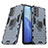 Coque Contour Silicone et Plastique Housse Etui Mat avec Magnetique Support Bague Anneau S01 pour Oppo Reno6 5G Bleu