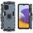 Coque Contour Silicone et Plastique Housse Etui Mat avec Magnetique Support Bague Anneau S01 pour Samsung Galaxy A22 4G Petit