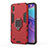 Coque Contour Silicone et Plastique Housse Etui Mat avec Magnetique Support Bague Anneau S01 pour Samsung Galaxy M10 Rouge