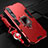 Coque Contour Silicone et Plastique Housse Etui Mat avec Magnetique Support Bague Anneau S01 pour Xiaomi Mi 10 Pro Rouge