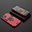 Coque Contour Silicone et Plastique Housse Etui Mat avec Magnetique Support Bague Anneau S02 pour Apple iPhone 13 Rouge