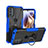 Coque Contour Silicone et Plastique Housse Etui Mat avec Magnetique Support Bague Anneau S02 pour Motorola Moto G41 Bleu