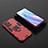 Coque Contour Silicone et Plastique Housse Etui Mat avec Magnetique Support Bague Anneau S02 pour OnePlus Nord CE 2 5G Rouge