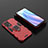 Coque Contour Silicone et Plastique Housse Etui Mat avec Magnetique Support Bague Anneau S02 pour Oppo Reno7 Pro 5G Rouge