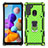 Coque Contour Silicone et Plastique Housse Etui Mat avec Magnetique Support Bague Anneau S02 pour Samsung Galaxy A21 Pastel Vert