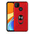 Coque Contour Silicone et Plastique Housse Etui Mat avec Magnetique Support Bague Anneau S02 pour Xiaomi Redmi 9 India Rouge