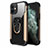 Coque Contour Silicone et Plastique Housse Etui Mat avec Magnetique Support Bague Anneau S04 pour Apple iPhone 12 Mini Or