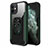 Coque Contour Silicone et Plastique Housse Etui Mat avec Magnetique Support Bague Anneau S04 pour Apple iPhone 12 Vert Nuit