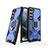 Coque Contour Silicone et Plastique Housse Etui Mat avec Magnetique Support Bague Anneau S04 pour Samsung Galaxy S22 5G Bleu