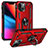 Coque Contour Silicone et Plastique Housse Etui Mat avec Magnetique Support Bague Anneau S05 pour Apple iPhone 13 Rouge