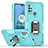 Coque Contour Silicone et Plastique Housse Etui Mat avec Magnetique Support Bague Anneau S05 pour Motorola Moto G20 Cyan