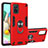 Coque Contour Silicone et Plastique Housse Etui Mat avec Magnetique Support Bague Anneau S05 pour Samsung Galaxy A71 5G Rouge