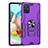 Coque Contour Silicone et Plastique Housse Etui Mat avec Magnetique Support Bague Anneau S06 pour Samsung Galaxy A71 5G Violet