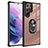 Coque Contour Silicone et Plastique Housse Etui Mat avec Magnetique Support Bague Anneau S09 pour Samsung Galaxy S22 Ultra 5G Argent et Noir