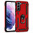 Coque Contour Silicone et Plastique Housse Etui Mat avec Magnetique Support Bague Anneau T02 pour Samsung Galaxy S21 5G Rouge