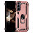 Coque Contour Silicone et Plastique Housse Etui Mat avec Magnetique Support Bague Anneau T02 pour Samsung Galaxy S24 5G Or Rose