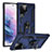 Coque Contour Silicone et Plastique Housse Etui Mat avec Magnetique Support Bague Anneau T03 pour Samsung Galaxy S22 Ultra 5G Bleu